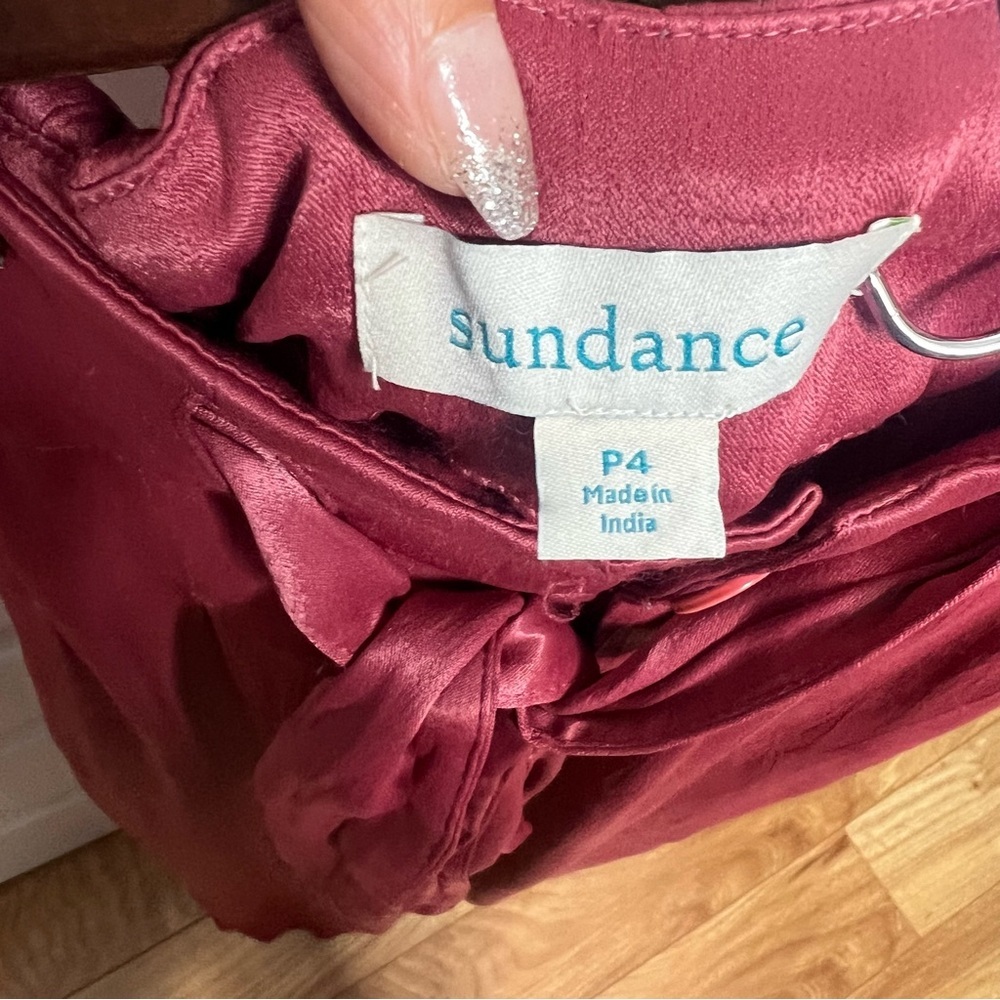 Sundance Wide Leg Pants | Size P4 | Tie Waist | Mauve Pink - Picture 7 of 9